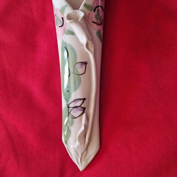 Unique rare Hilborn floral ceramic wall pocket vase Canadian Studio Art pottery - Picture 2 of 5